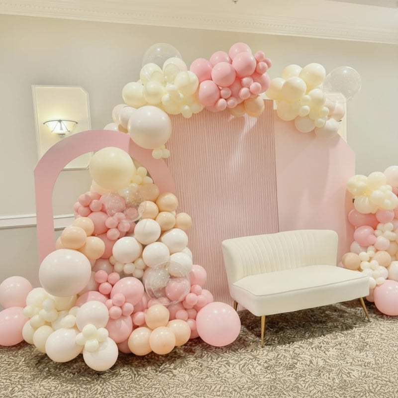 JOYFLOAT Pink and Yellow Balloons, 60Pcs 12 Inch Pastel Pink Light Pink Yellow Sand White Balloons for Baby Shower Bridal Shower Anniversary Wedding Bee Bear Themed Birthday Party Decorations - Image 4