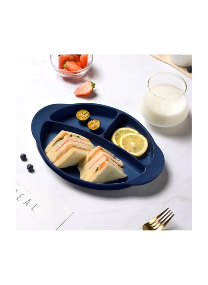 Generic Silicone baby dish With Suction Base For Babies (Divided Bowl) blue  - Image 1
