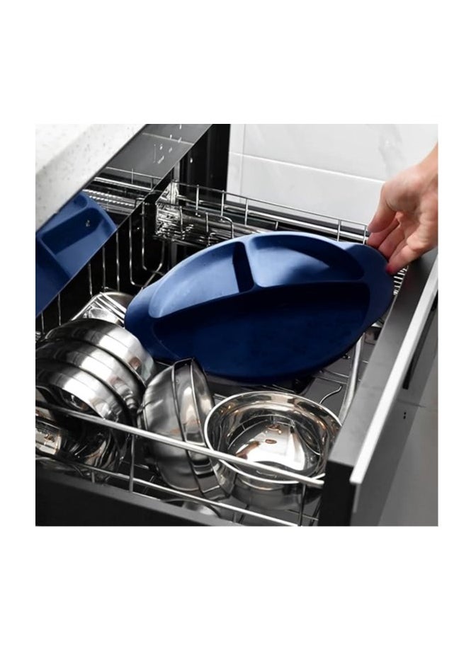 Generic Silicone baby dish With Suction Base For Babies (Divided Bowl) blue  - Image 5