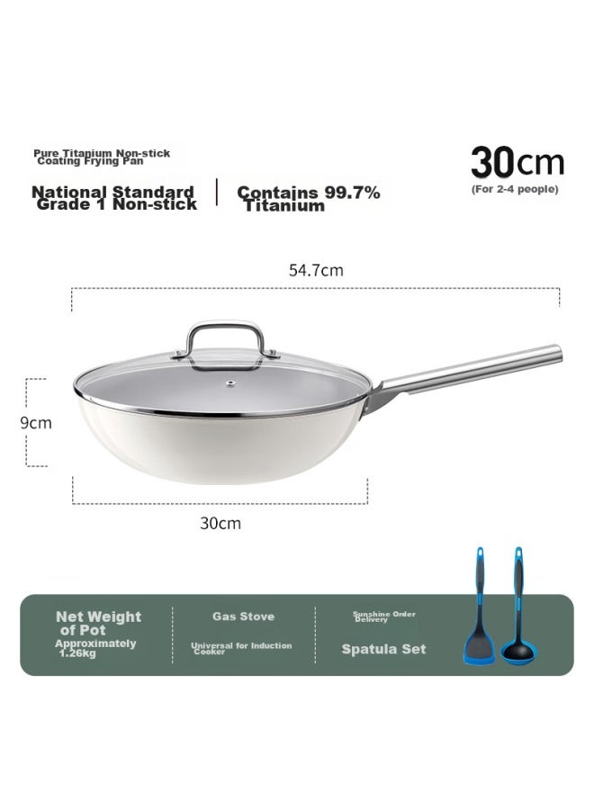 Deslon Pure Titanium Wok, Non-stick Pan, No Coating, Household, less, Flat Bottom, Suitable For Gas Stove And Induction Cooker, Non-stick Frying Pan - Image 1