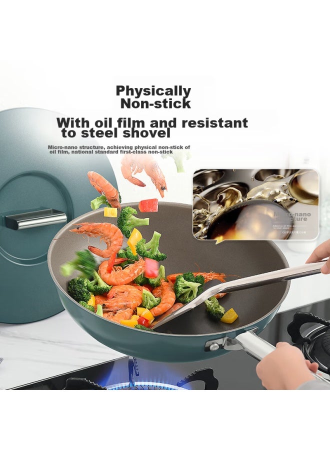 Deslon Pure Titanium Wok, Non-stick Pan, No Coating, Household, less, Flat Bottom, Suitable For Gas Stove And Induction Cooker, Non-stick Frying Pan - Image 2