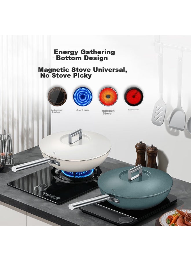 Deslon Pure Titanium Wok, Non-stick Pan, No Coating, Household, less, Flat Bottom, Suitable For Gas Stove And Induction Cooker, Non-stick Frying Pan - Image 5