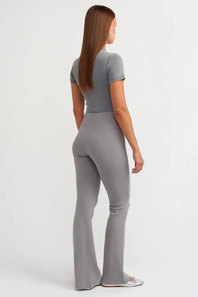ديلفين DILVIN Women's High-Waist Ribbed Flare Pants