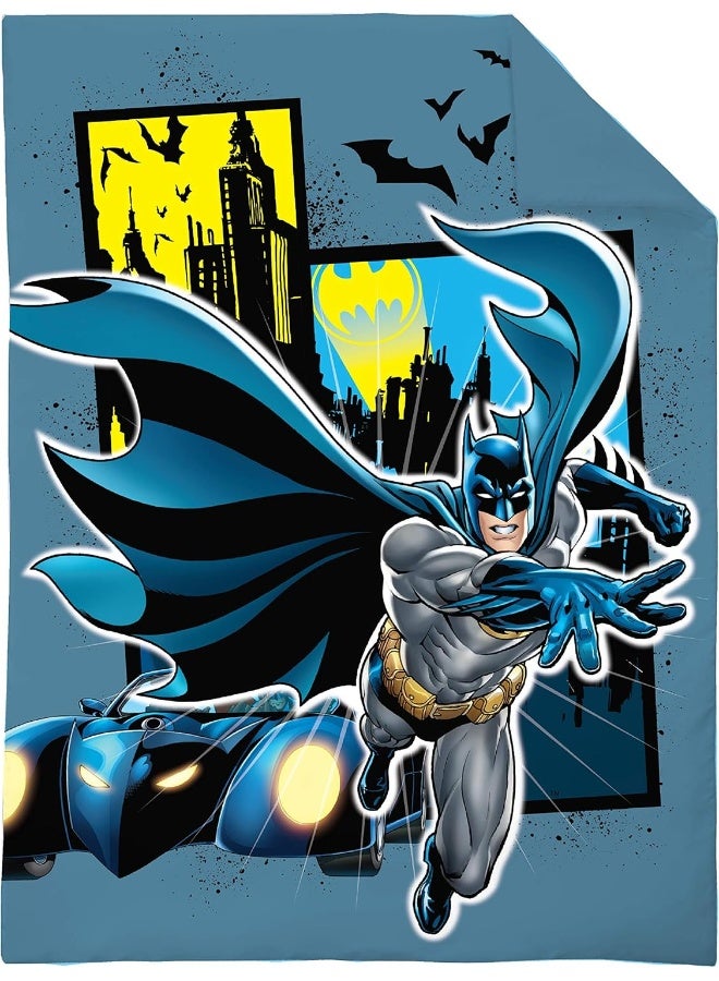 NoJo Batman - Blue Yellow & Grey 4Piece Toddler Bed Set - Image 2