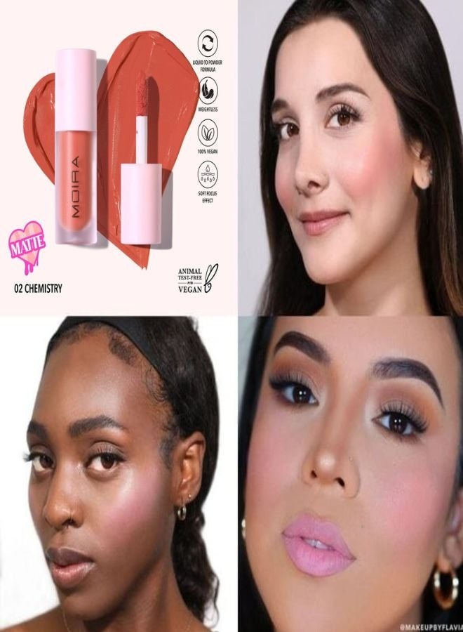 moira MOIRA Love Steady Liquid Blush – Chemistry 02, Lightweight Buildable Formula, Long-Lasting Dewy Finish, Hydrating & Blendable, Vegan & Cruelty-Free, 0.17 fl. oz (5 ml)  - Image 2