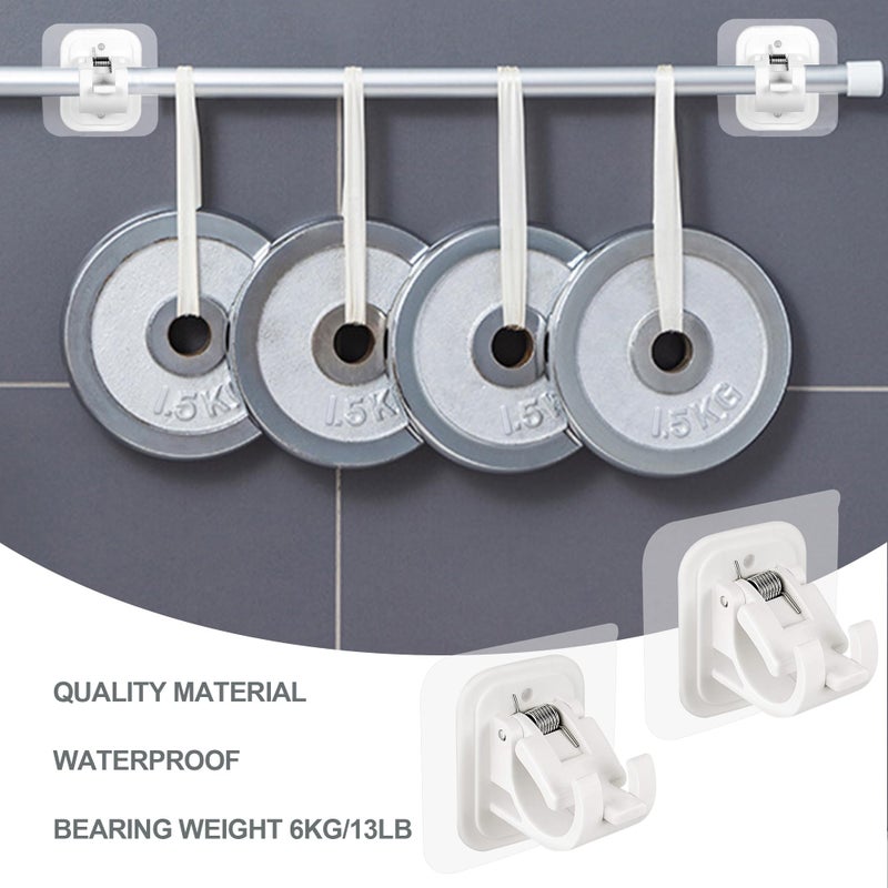 Codoule 2PCS No Drill Curtain Rod Brackets No Drilling Self Adhesive Curtain Rod Holder Hooks Nail Free Adjustable Curtain Rod Hooks Curtain Hangers for Bathroom Kitchen Home Bathroom and Hotel (White) - Image 3