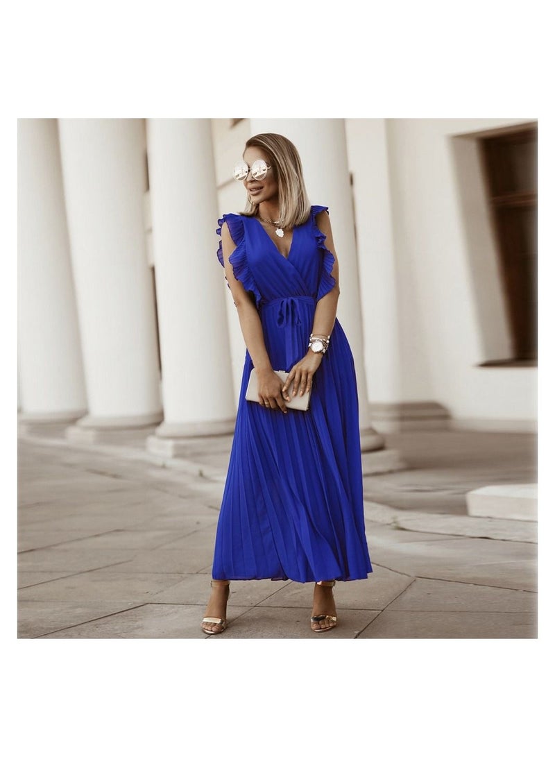 Loquat A Dress With Pleated Lotus Leaf Sleeves  - Image 3