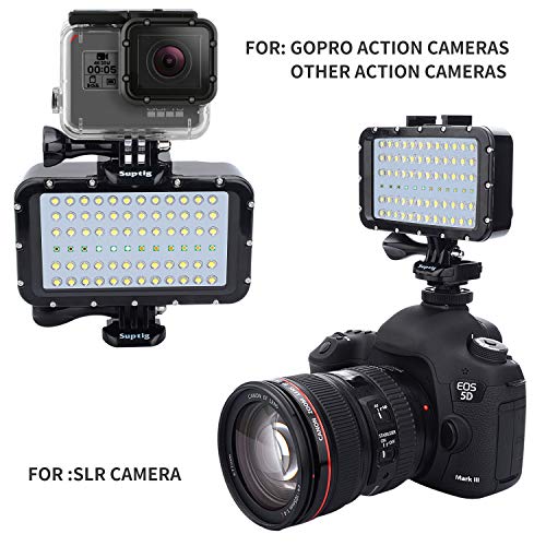 Suptig Video Lighting Dive Light Underwater Lights 72 Led Lights Compatible for Gopro Canon Nikon Pentax Panasonic Sony Samsung SLR Cameras 5 Kinds of Illuminating Colors Waterproof 147ft(45m) Black - Image 2