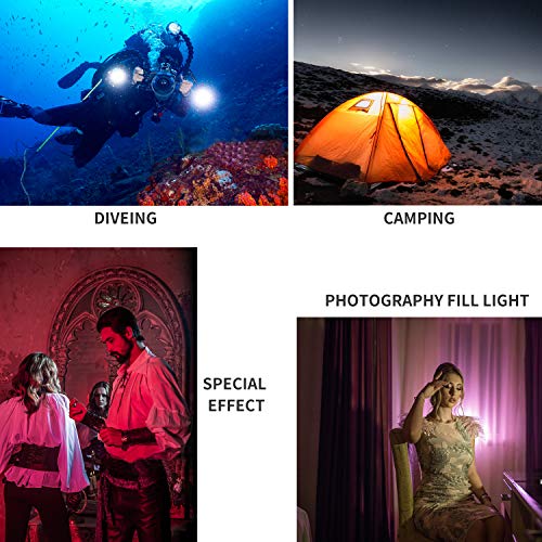 Suptig Video Lighting Dive Light Underwater Lights 72 Led Lights Compatible for Gopro Canon Nikon Pentax Panasonic Sony Samsung SLR Cameras 5 Kinds of Illuminating Colors Waterproof 147ft(45m) Black - Image 3