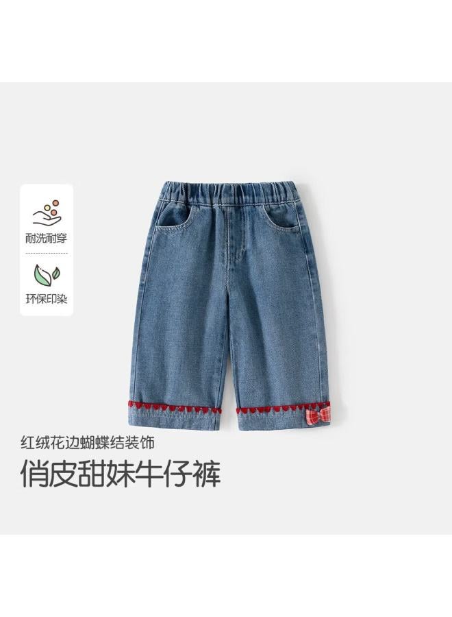 Benhedi Banxidi Girls' Denim Jeans Spring  New Stylish Baby Casual Pants Spring Autumn Straight Wide-leg Children's Trousers - Image 1