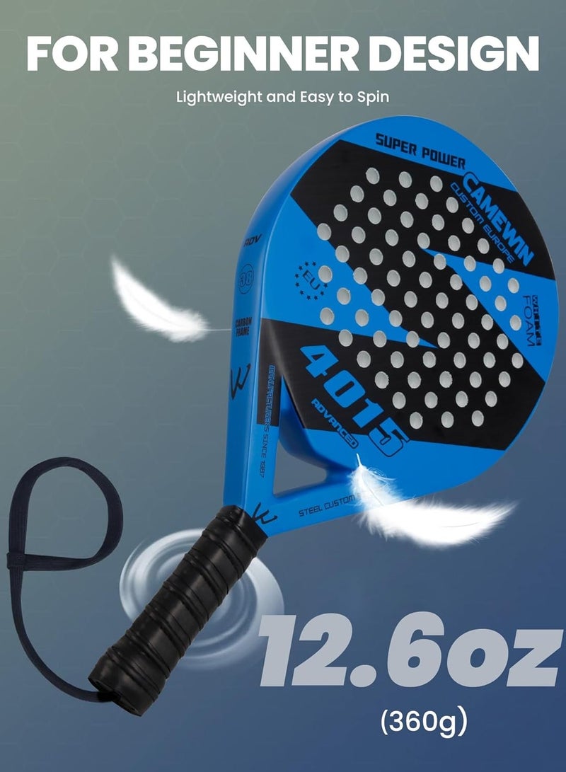 CAMEWIN Lightweight Padel Tennis Racket Pop Tennis Paddle Racquets Pro Fiberglass Carbon Fiber Paddle Racket with Cover Bag - Image 5