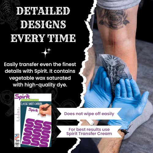 Spirit® Classic Sheet Carbon Tattoo Stencil Transfer Paper, 8.5" X 11" - 200 Sheets, Certified Vegan, Proudly Made In the USA - Image 2
