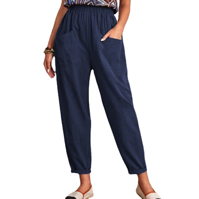 Women's Casual Linen-Cotton Cropped Pants - Image 3