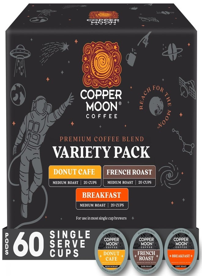 Copper Moon Single Serve Coffee Pods For Keurig K-Cup Brewers, Flavored Variety Pack (Breakfast, Donut Cafe, French Roast), 60 Count - Image 2