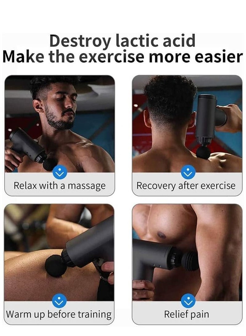 Massage Gun, Percussion Muscle Massager Deep Tissue Massage Gun for Pain Relief with 4 Massage Heads 6 Speed High-Intensity Vibration Super Quiet Cordless Handheld (BLACK) - Image 5