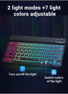 Necomi Bluetooth Keyboard For Ipad With Spacious Keys And 7-Color Backlight For Maximum Typing Comfort, Compatible With All Bluetooth-Enabled Devices  - Image 2