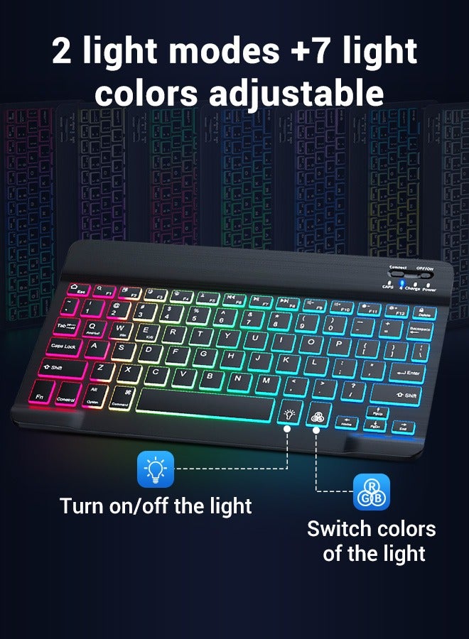 Necomi Bluetooth Keyboard For Ipad With Spacious Keys And 7-Color Backlight For Maximum Typing Comfort, Compatible With All Bluetooth-Enabled Devices  - Image 2