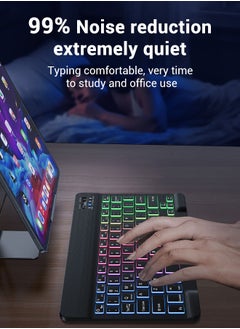 Necomi Bluetooth Keyboard For Ipad With Spacious Keys And 7-Color Backlight For Maximum Typing Comfort, Compatible With All Bluetooth-Enabled Devices  - Image 3
