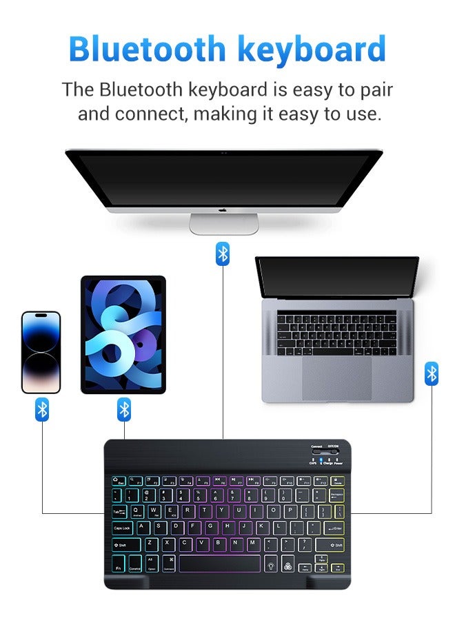 Necomi Bluetooth Keyboard For Ipad With Spacious Keys And 7-Color Backlight For Maximum Typing Comfort, Compatible With All Bluetooth-Enabled Devices  - Image 5