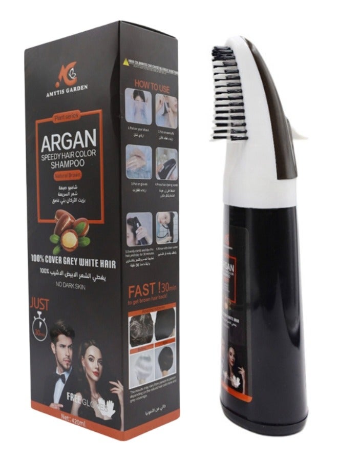 AMYTIS GARDEN Argan Speedy Hair Color Shampoo, Black, 420 ml - Image 1