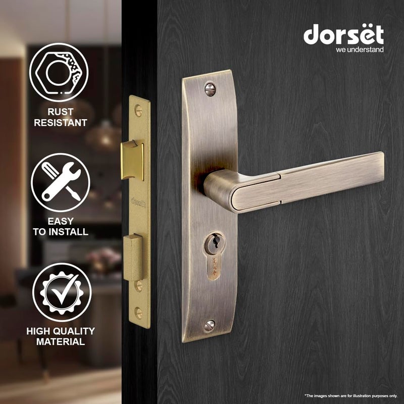 Dorset Zovi Handle On Plate 8 inch Mortise Lock with 60 mm Key and Knob Cylinder Suitable for Bedroom DoorsMain Doors Antique Finish HLZOVAPT - Image 2