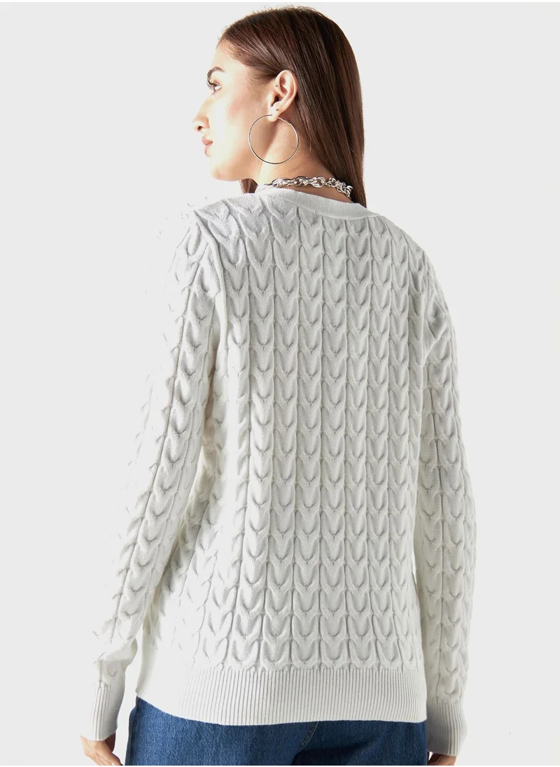 تواكستريمز Embellished Button Down V-Neck Cardigan