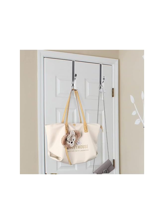 S-TOP 2 Packs Over The Door Hooks – Heavy Duty Stainless Steel Door Hanger for Coats, Robes - Image 2