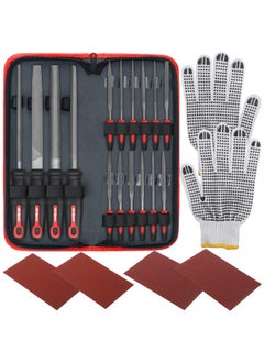 Hi-Spec Hi-Spec 16 Piece Metal Hand & Needle Files Tool Set Kit. Large & Small Mini T12 Carbon Steel Flat, Half, Round, Triangle Files. Complete in a Zipper Carry Case  - Image 1