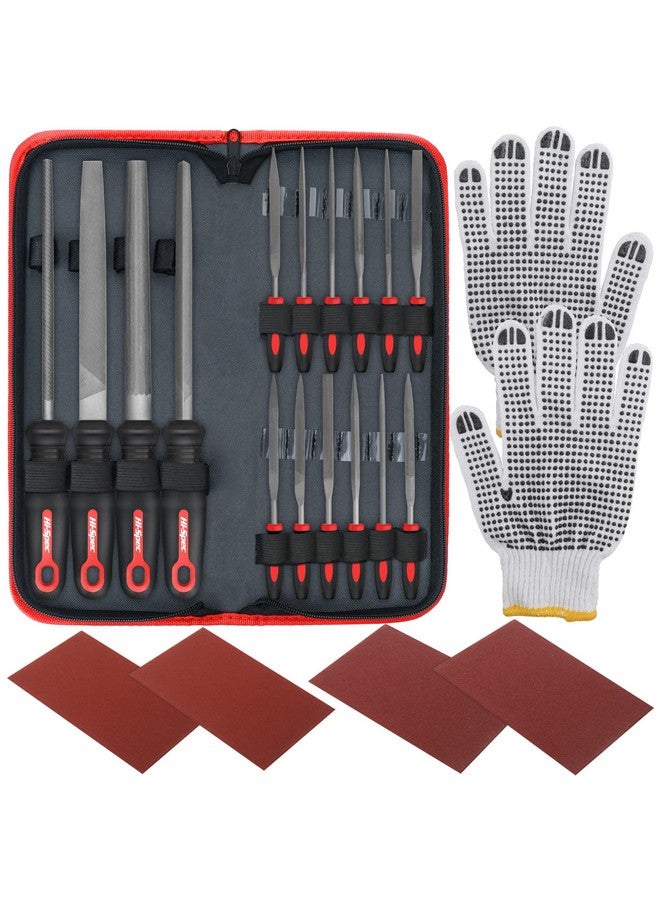 Hi-Spec Hi-Spec 16 Piece Metal Hand & Needle Files Tool Set Kit. Large & Small Mini T12 Carbon Steel Flat, Half, Round, Triangle Files. Complete in a Zipper Carry Case - Image 1