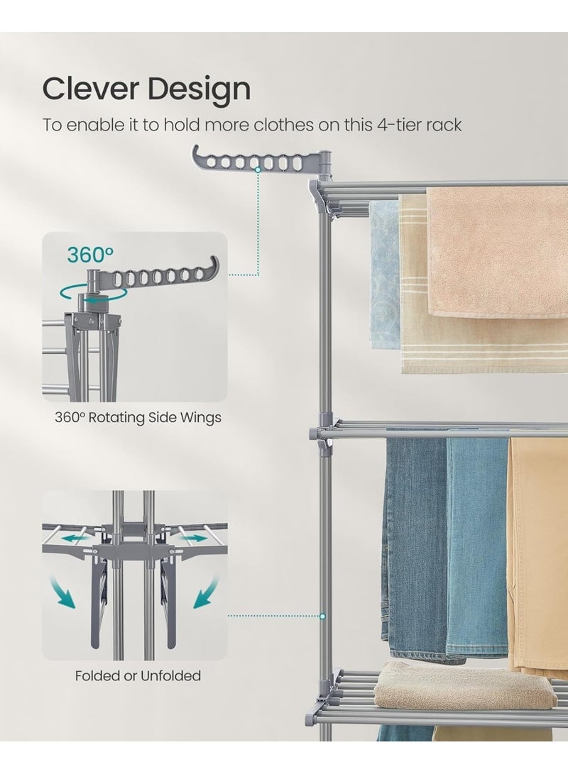 Generic Multi-Tier Clothes Drying Rack Foldable Rolling Laundry Drying Stand with Wheels – Space Saving Laundry Rack for Home & Balcony – Multicolor - Image 2