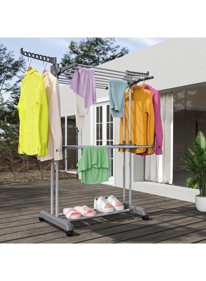 Generic Multi-Tier Clothes Drying Rack Foldable Rolling Laundry Drying Stand with Wheels – Space Saving Laundry Rack for Home & Balcony – Multicolor - Image 4