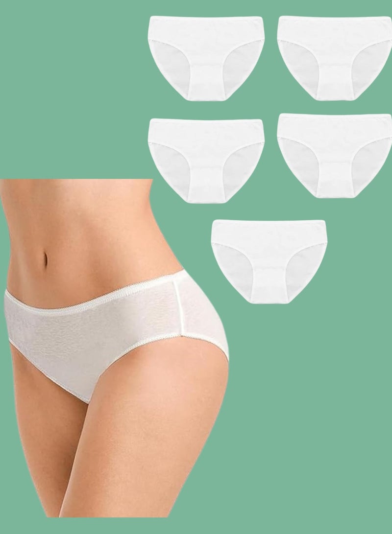 Disposable Panty After Delivery, Women High Waist C Section Maternity Postpartum Panties, 100% Pure Cotton Disposable Briefs, Max Absorbency Disposable Underwear Briefs for Travel, Business Trip, Hotel, Spa 5 Pieces, L Size - Image 1