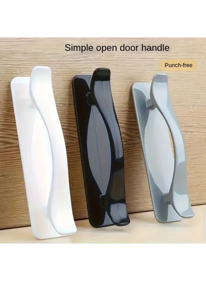 2 Pcs Ivory White Adhesive No Drill Door Handles Heavy Duty Sticky Door Clips For Glass Sliding Doors Wardrobes Freezers Kitchen Cabinets Windows Damage Free Installation DIY High Quality Surface Finish Minimalist Design - Image 1