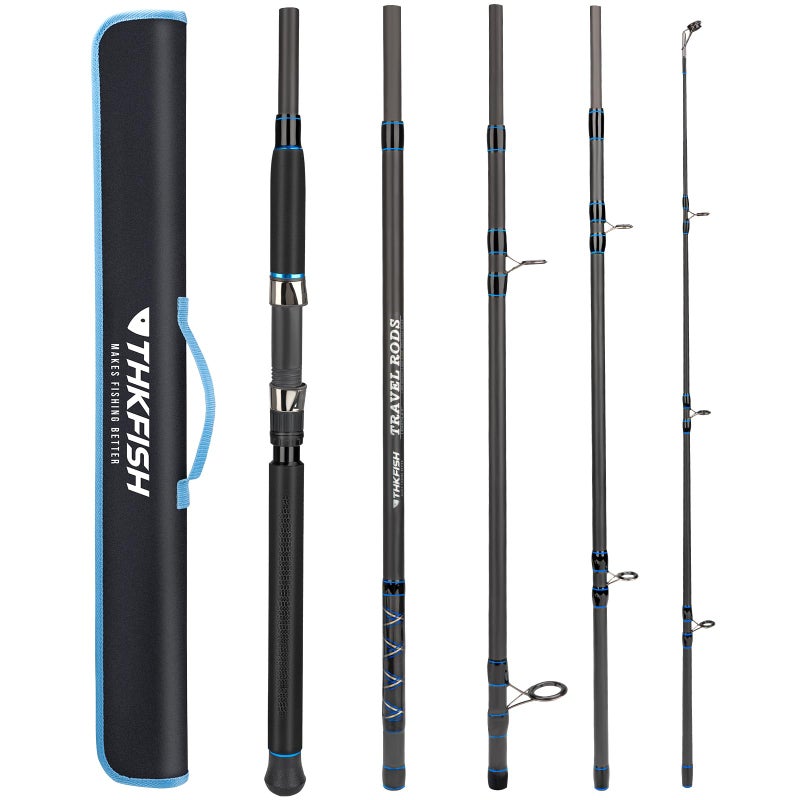 THKFISH 4 Piece/5 Piece Saltwater Travel Rod, Heavy Spinning Fishing Rod Portable Travel Surf Rod Carbon Fiber Saltwater Boat Fishing Rod 6â€™9â€/7â€™9â€/8â€™9â€ with Case Bag for Seawater Fish - Image 1
