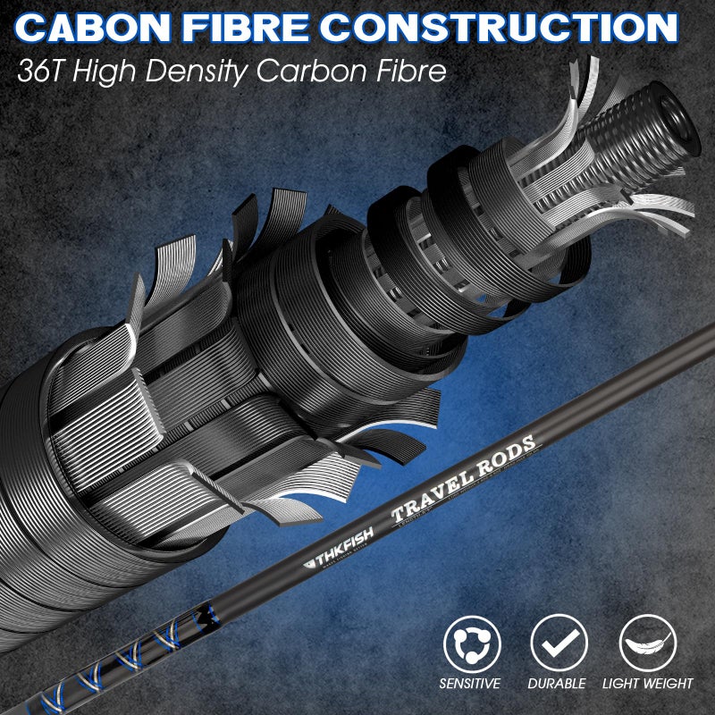 THKFISH 4 Piece/5 Piece Saltwater Travel Rod, Heavy Spinning Fishing Rod Portable Travel Surf Rod Carbon Fiber Saltwater Boat Fishing Rod 6â€™9â€/7â€™9â€/8â€™9â€ with Case Bag for Seawater Fish - Image 4