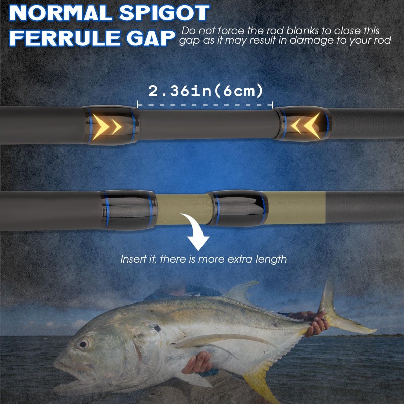 THKFISH 4 Piece/5 Piece Saltwater Travel Rod, Heavy Spinning Fishing Rod Portable Travel Surf Rod Carbon Fiber Saltwater Boat Fishing Rod 6â€™9â€/7â€™9â€/8â€™9â€ with Case Bag for Seawater Fish - Image 5