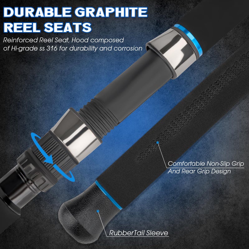 THKFISH 4 Piece/5 Piece Saltwater Travel Rod, Heavy Spinning Fishing Rod Portable Travel Surf Rod Carbon Fiber Saltwater Boat Fishing Rod 6â€™9â€/7â€™9â€/8â€™9â€ with Case Bag for Seawater Fish - Image 3