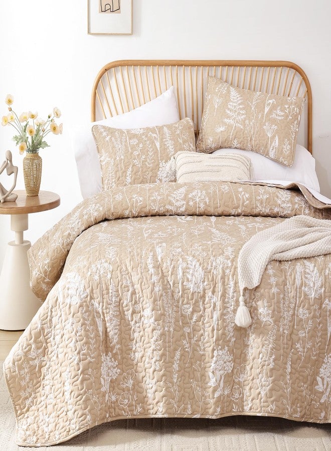 JANZAA Quilts Queen Size Bed Spread Botanical 3 Pieces Quilts Queen Size Sets with Floral Pattern Lightweight Microfiber Bedding Reversible 1 Quilt and 2 Pillow Cases-Black - Image 5