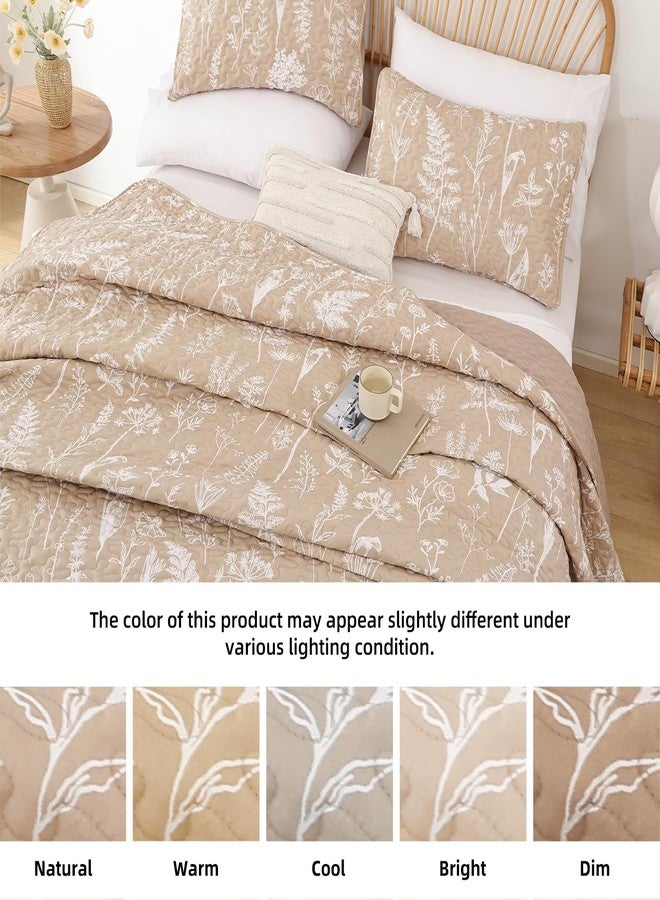 JANZAA Quilts Queen Size Bed Spread Botanical 3 Pieces Quilts Queen Size Sets with Floral Pattern Lightweight Microfiber Bedding Reversible 1 Quilt and 2 Pillow Cases-Black - Image 4