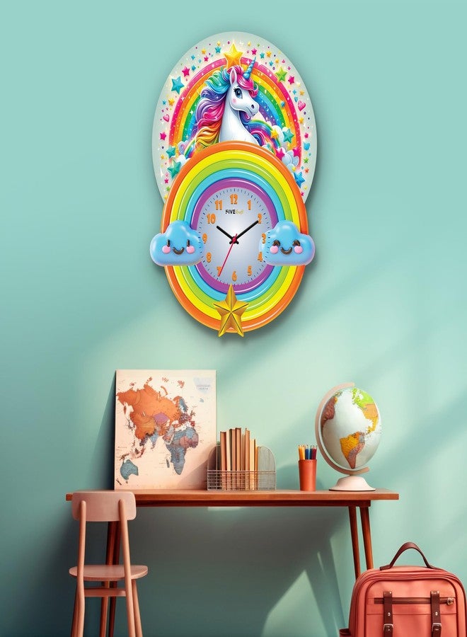 FIVE KRAFT Unicorn Rainbow Premium Wall Clock for Room Decor (Acrylic) - Image 3
