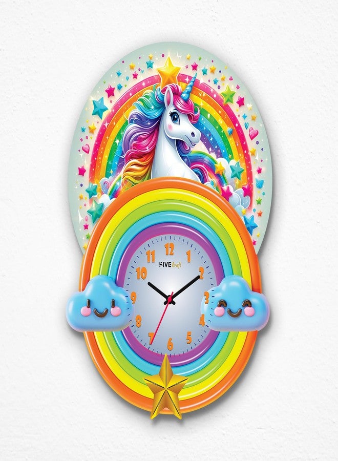 FIVE KRAFT Unicorn Rainbow Premium Wall Clock for Room Decor (Acrylic) - Image 1