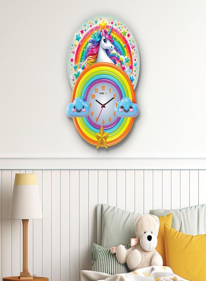 FIVE KRAFT Unicorn Rainbow Premium Wall Clock for Room Decor (Acrylic) - Image 2