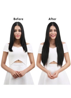 REECHO Multi-Length 12" 14" 16" Long Straight 4 PCS Set Thick Clip in on Hair Extensions Black Brown  - Image 5