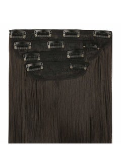 REECHO Multi-Length 12" 14" 16" Long Straight 4 PCS Set Thick Clip in on Hair Extensions Black Brown  - Image 3