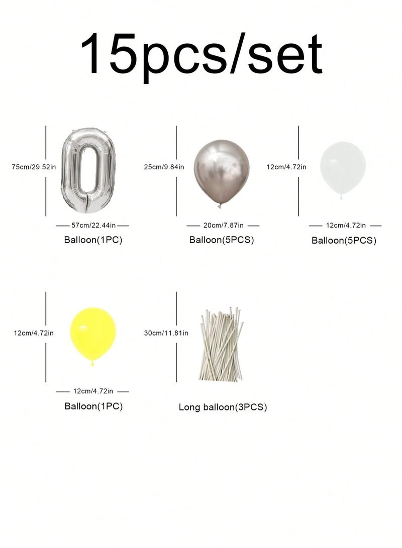 Birthday Decoration - Set of 15 Balloons in Silver and White with Large Number (2) Balloon for Birthday Parties, Graduations, and All Special Occasions  - Image 2