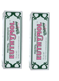 Euthymol Whitening Toothpaste,Stain Removal in 2 Weeks, Long-Lasting Freshness for Sensitive Gum and Teeth. Bad Breath, Cavity Prevention,2X75ml,Pack of 2  - Image 1