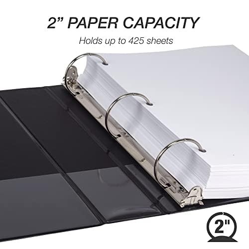 Samsill 2 Inch 3 Ring Binder, Made in USA, Economy Round Ring, Clear View Cover, 425 Sheet Capacity - for School, Home, Office - Black - Image 4