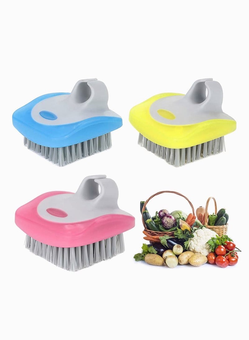 Fruit Vegetable Cleaning Brush  3Pcs Veggie Brushes Scrubber Flexible Bristles Tool  Kitchen Brush For Carrots Fruits - Image 1