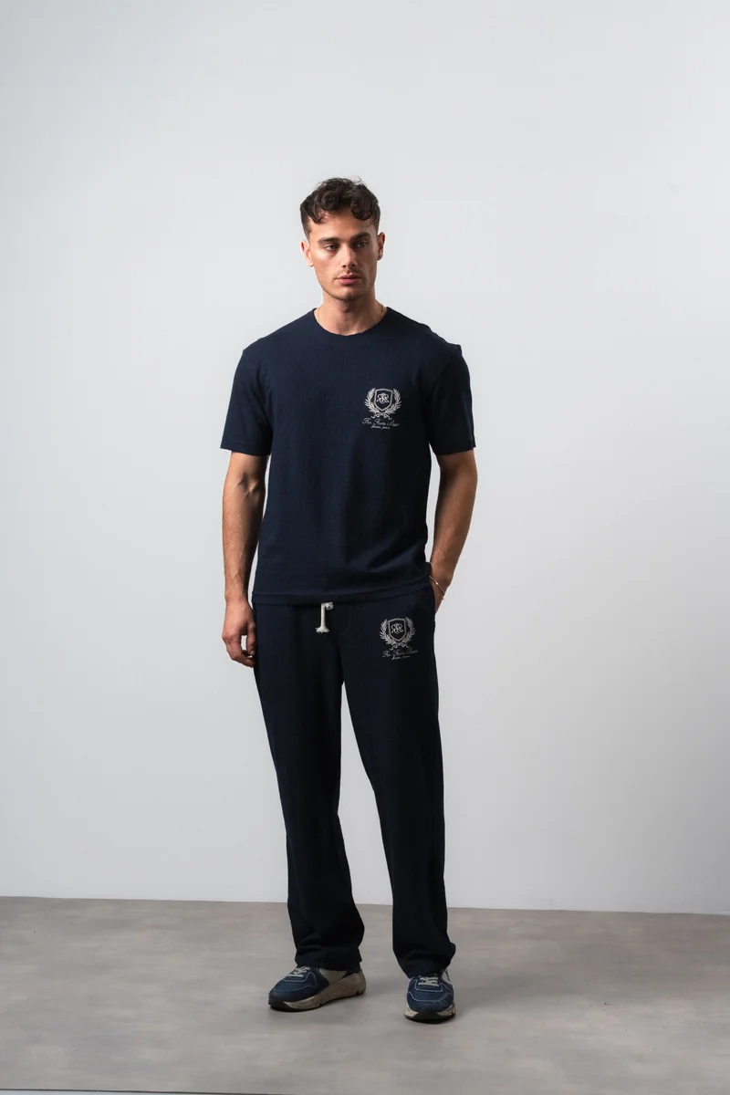 Respire Men's FFB Dirty Stitch T-Shirt and Pants Set, Navy Blue