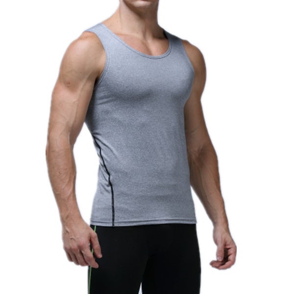 Generic Mens Quick-Dry Compression Tank Top for Basketball Running Grey 